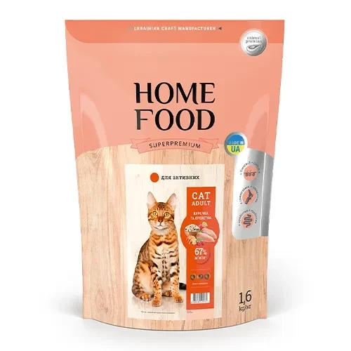 Сухой корм для активных кошек Home Food CAT ADULT с курицей и креветкой 1.6 кг - изображение 4