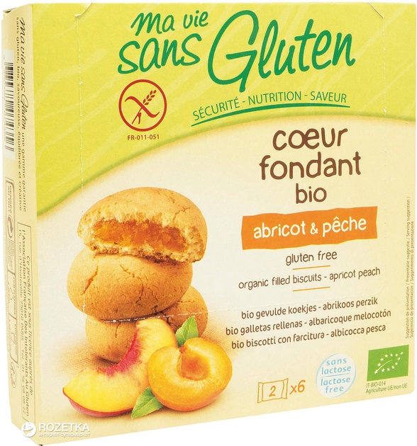 Печенье Ma Vie Sans Gluten с начинкой персик-абрикос 200 г (3380380074356) - изображение 1