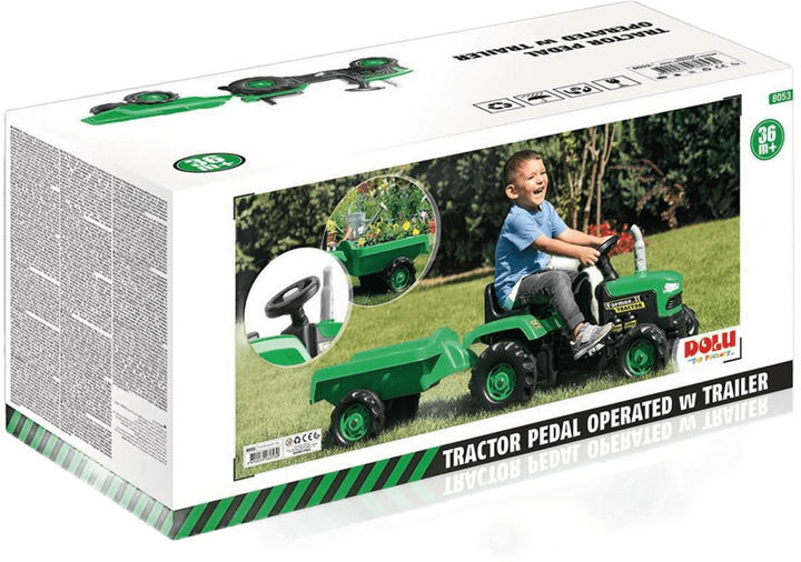 Traktor pedałowy Dolu z przyczepą Zielony (8690089080530) - obraz 1