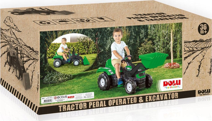 Traktor pedałowy Dolu z ładowarką Zielony (8690089081476) - obraz 1