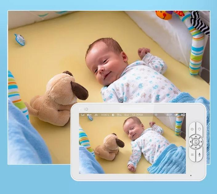 Видеоняня Baby Monitor SM-70PTZ с 7-дюймовым ЖК-монитором+гибкий держатель камеры, аккумулятор 4000 mah(24 часа работы), обзор 355 град, датчиком звука, ночное видение, поворотная радионяня и измерением температуры - изображение 13