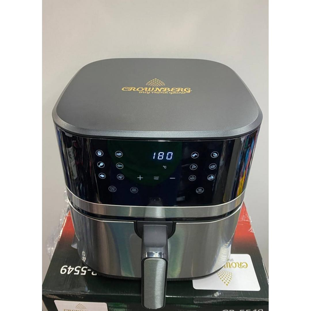 Cенсорна Аерофритюрниця Crownberg CB5549 безоливна 6,5 л, 1600 Вт, аерогриль 8 програм, Срібний - изображение 2