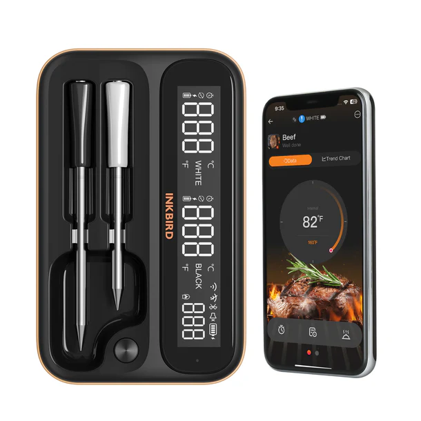 BBQ термометр Inkbird INT-12-BW цифровий із Bluetooth 5.4 та Wi-Fi 5G+2.4G на 2 бездротові щупи IP67 - изображение 2