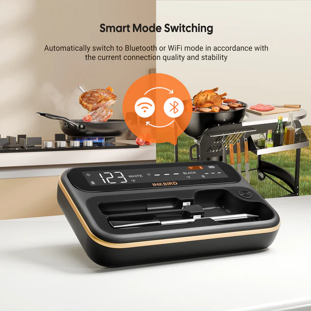 BBQ термометр Inkbird INT-12-BW цифровий із Bluetooth 5.4 та Wi-Fi 5G+2.4G на 2 бездротові щупи IP67 - изображение 3