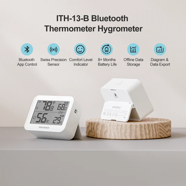 Термогігрометр Inkbird ITH-13-B із Bluetooth 5.0 та LCD дисплеєм точність 0.2C набір 2шт. - изображение 2
