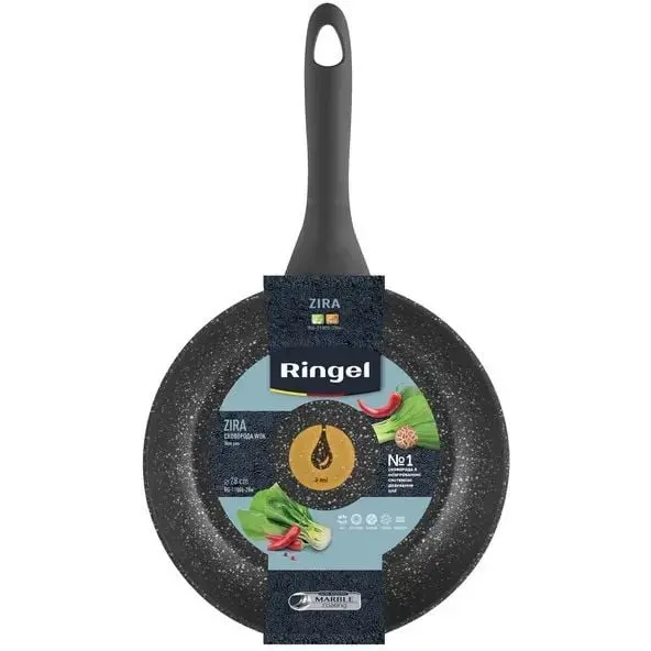 Сковорода Вок (Wok) Ringel Zira 28 см алюмінієва чорна (RG-11006-28w) - изображение 3