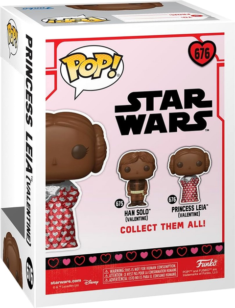 Фігурка Funko Pop! Disney Star Wars Valentines Day 2024 Princess Leia Valentine Chocolate 676 Bobble-Head (889698762144) - зображення 3