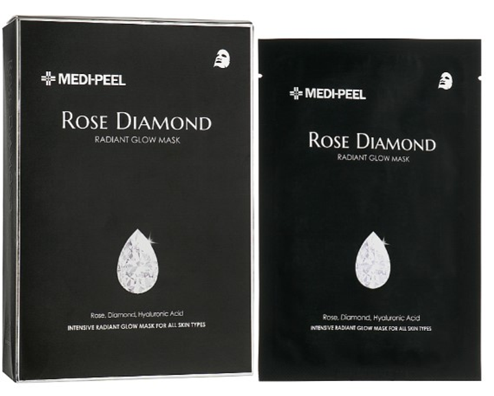Упаковка тканевых масок MEDIPEEL Rose Diamond с алмазной пудрой 25 мл х 10 шт (8809409345437) - изображение 1
