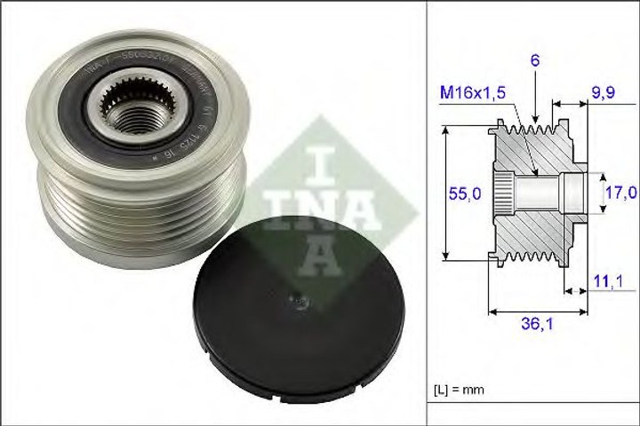 Шкив генератора INA 535 0103 10 Ina (535010310) - изображение 1