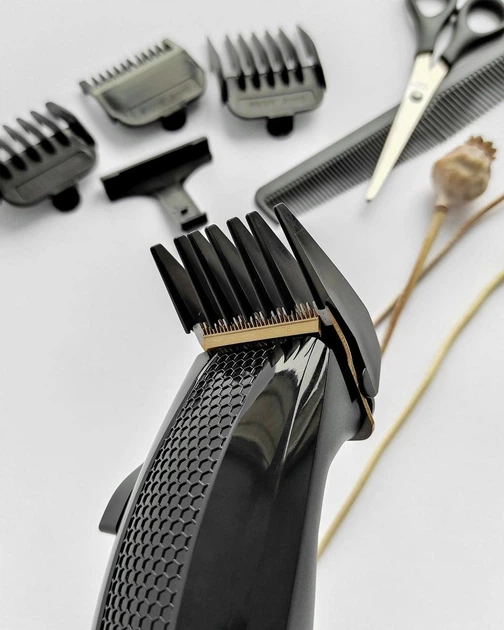 Професійна провідна машинка для стрижки волосся з нержавіючої сталі Geemy GM-807 Pro Чорний + Гребінець та Ножиці - зображення 5