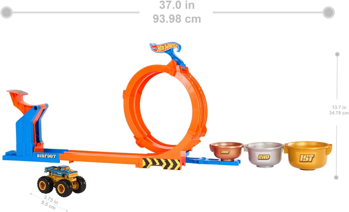 Zestaw do zabawy Hot Wheels Monster Trucks Bigfoot 50 rocznica Pętla Skok po trofeum JBX64 (194735266340) - obraz 7