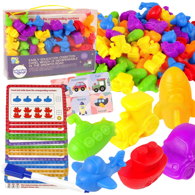 Zestaw edukacyjny Woopie Montessori sorter kolorowy do nauki liczenia 83 elementy (2104326946887) - obraz 2