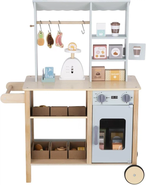 Дерев'яний набір Tooky Toy Продуктовий магазин з прилавком, духовкою, вагами, зчитувачем карток 73 деталі (6972633378129) - зображення 5