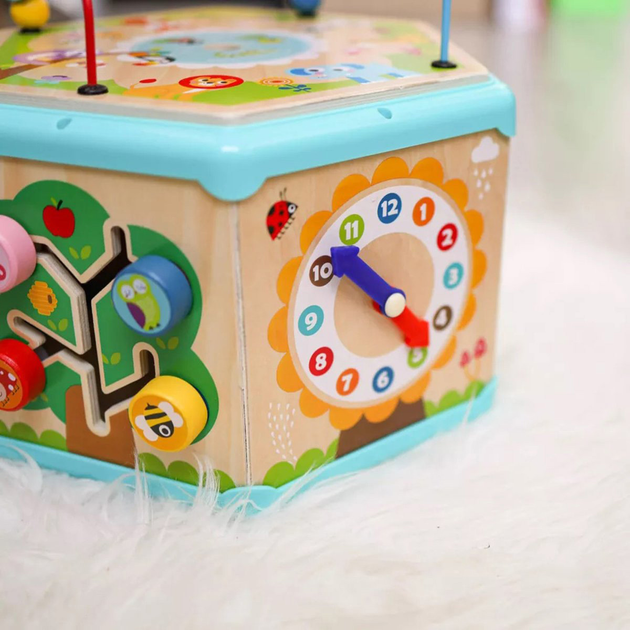 Zestaw drewniany sześciokąt interaktywny Tooky Toy Montessori z otwieralnym pudelkiem (6972633378464) - obraz 11