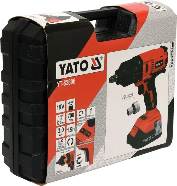 Гайковерт аккумуляторный ударный бесщеточный YATO 18В 700 Нм 3Ah (YT-82806) - Фото 8 Гайковерт аккумуляторный ударный бесщеточный YATO 18В 700 Нм 3Ah (YT-82806) - изображение 8