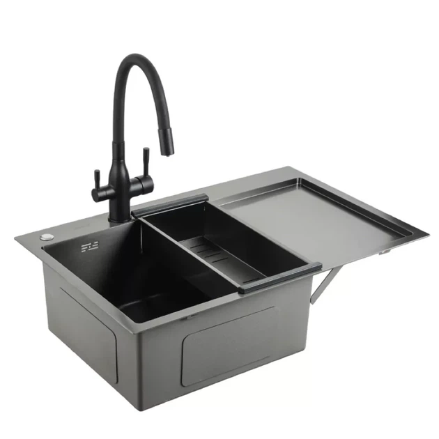 Кухонная мойка GAPPO черная левая чаша поверхность PVD (GS7850-6L) - изображение 2