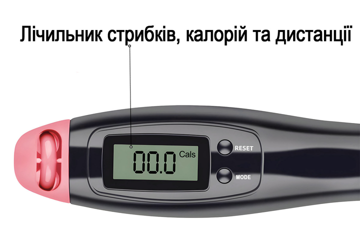 Швидкісна скакалка з лічильником EasyFit чорний-рожевий - изображение 2