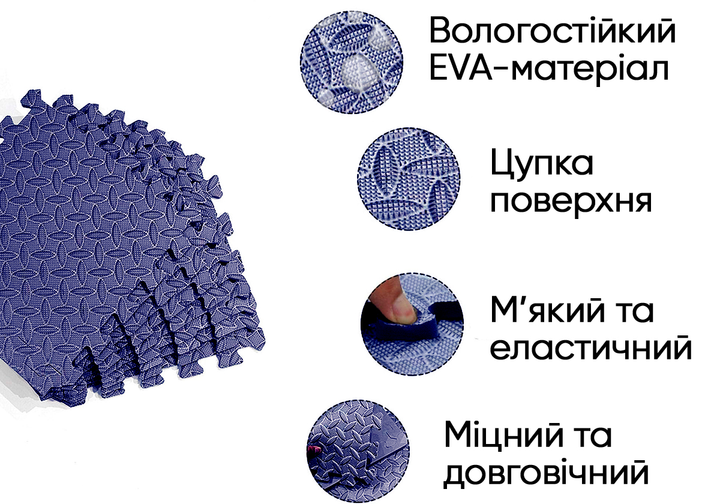 Татамі мат EasyFit 8 шт (30х30 см) хвіст ластівки синій - зображення 2