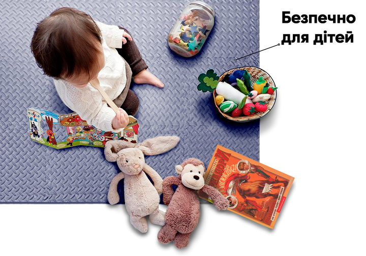 Татамі мат EasyFit 8 шт (30х30 см) хвіст ластівки синій - зображення 6