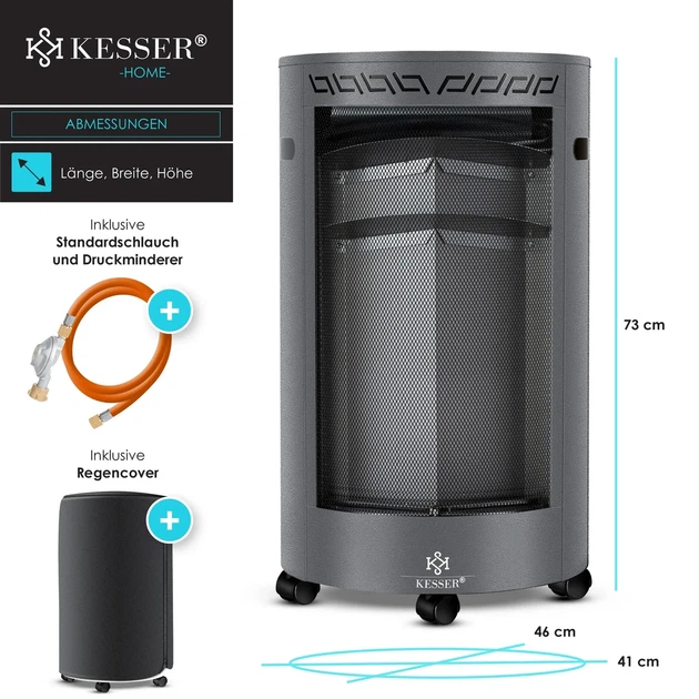 Газовий інфрачервоний обігрівач KESSER 4200W сірий 41 x 73 x 46 см - зображення 3