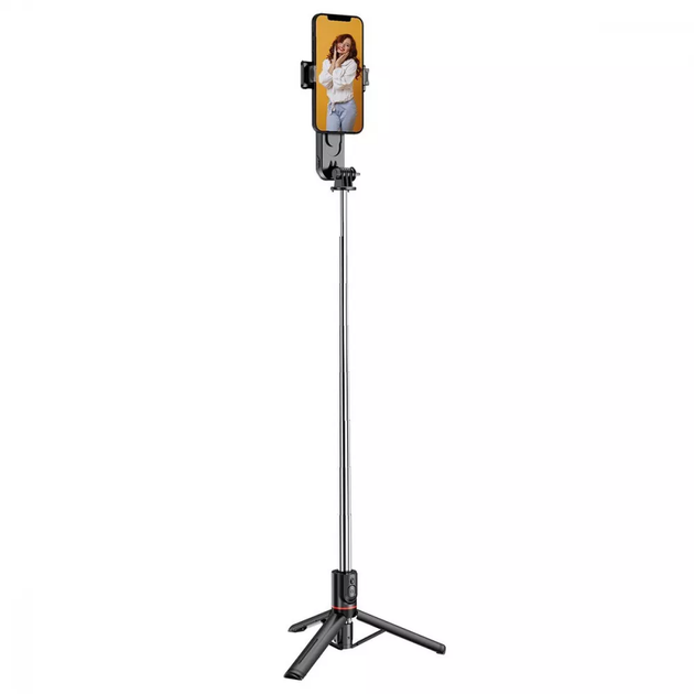 Трипод, селфі палиця, штатив для телефона з LED підсвіткою Proove Selfie Lume 1110 mm Black - зображення 7