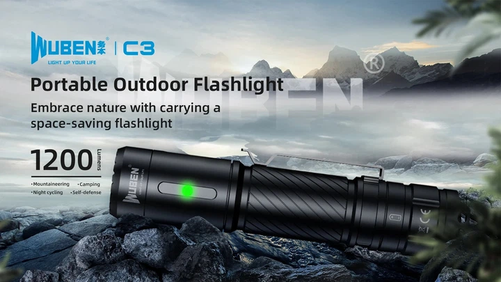 Карманный ручной фонарь Wuben C3 Black (1200Лм, 179м, 1*18650) - изображение 2