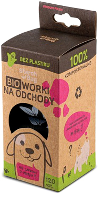 Worki na odchody Starch Bag kompostowalne biodegradowalne 8 rolek x 15 szt czarne (5903919618333) - obraz 1