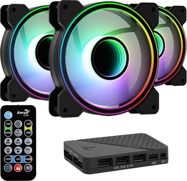 Вентилятор AeroCool Mirage 12 ARGB Pro (ACF3-MR10227.11), 120х120х25 мм, 6-Pin Чорний - изображение 1