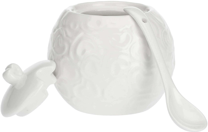 Zdobiona cukiernica La Porcellana Bianca Valentino z pokrywką i łyżeczką 270 ml (8027549096679) - obraz 3