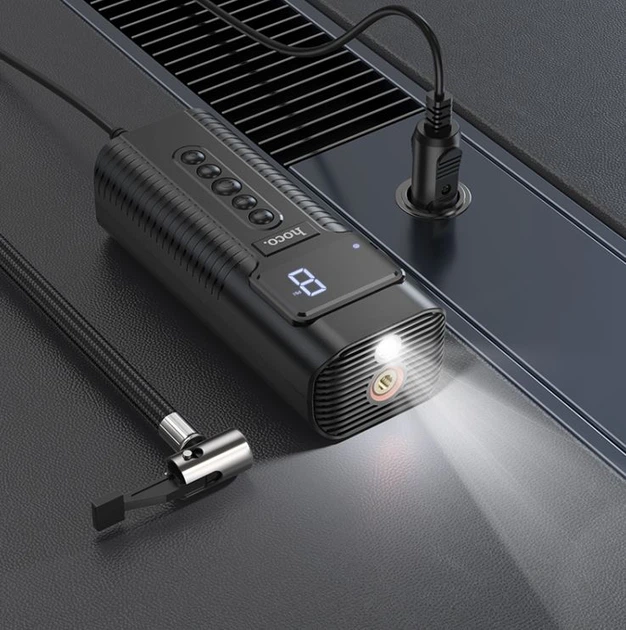 Компресор HOCO PH55 12v/кабель 3,1м/360г(без кабеля)/ліхтар/2,5 бар/61.3x43.3x154,6мм - изображение 2