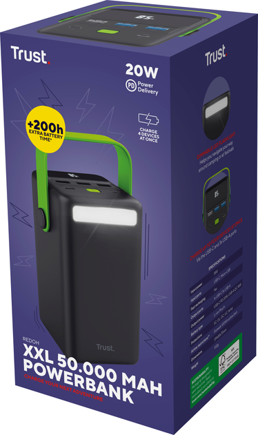 Портативное зарядное устройство Trust Redoh XXL power bank 50000мАч 20Вт Черный (25196_TRUST) - Фото 9 Портативное зарядное устройство Trust Redoh XXL power bank 50000мАч 20Вт Черный (25196_TRUST) - изображение 9