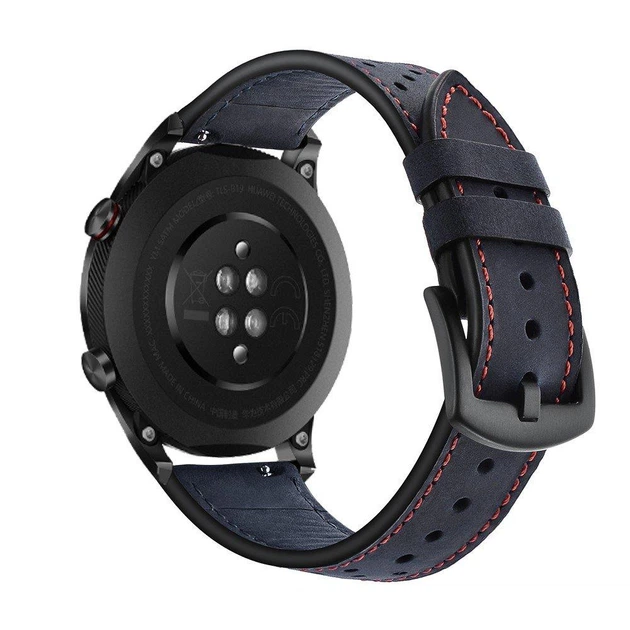 Ремешок 22мм для Amazfit GTR 47mm / GTR 2 / GTR 2e / GTR 3 Pro / GTR 4 перфорированая кожа сине-зеленый - изображение 2