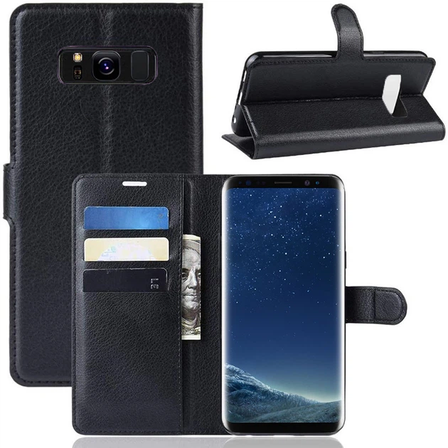 Чехол-книжка Litchie Wallet для Samsung G955 Galaxy S8 Plus Black - Фото 1 Чехол-книжка Litchie Wallet для Samsung G955 Galaxy S8 Plus Black - изображение 1