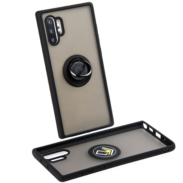 Чехол Fiji Colorframe для Samsung Galaxy Note 10 Plus (N975) матовый бампер с кольцом подставкой Black - изображение 2