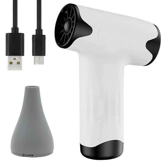 Вентилятор турбо портативний 60W + 1 насадка, USB / Аккумуляторний міні фен / Ручний JetFan (L) - зображення 1