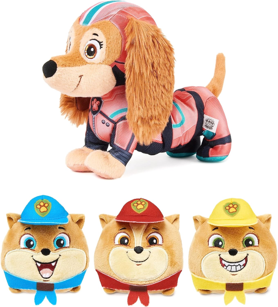 Набір Spin Master Paw Patrol The Mighty Movie М’яка іграшка плюшева Песик Liberty + кошенята Poms (778988492338) - зображення 2