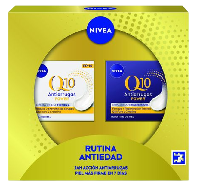 Подарунковий набір Nivea Q10 Antiarrugas Power Крем денний 50 мл + Крем нічний 50 мл (8412300050623) - зображення 1