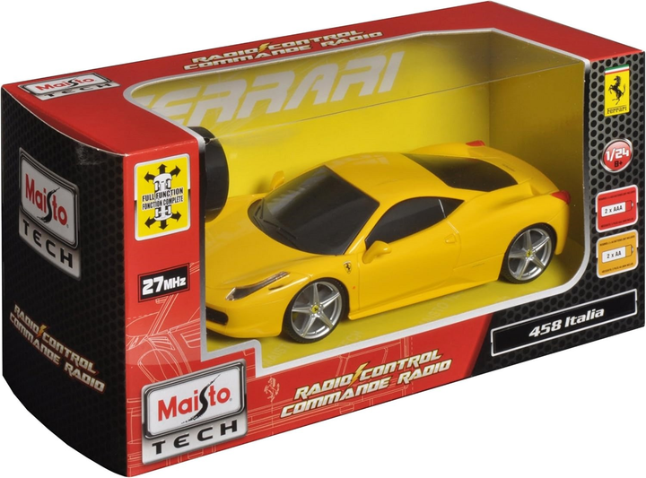 Model zdalnie sterowany Maisto Ferrari 458 Italia 1:24 81058 Yellow (0090159810582)   - obraz 2