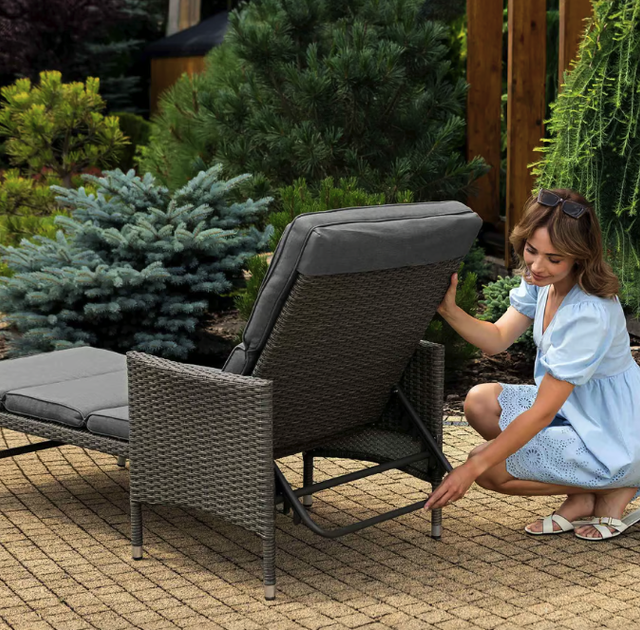 Садовий шезлонг Di Volio Breso з ротангу сірий - Фото 4 Садовий шезлонг Di Volio Breso з ротангу сірий - зображення 4