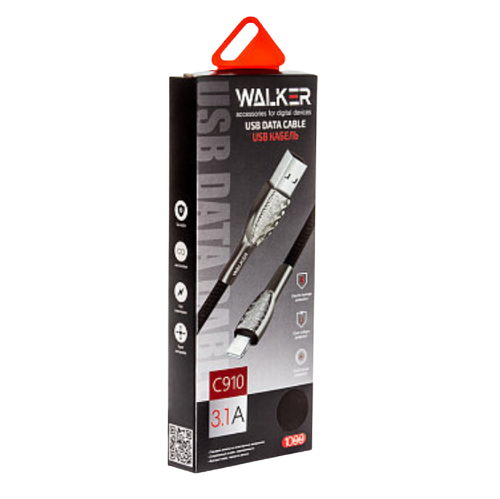 Кабель USB Type-C WALKER C910 3,1А 1м чорний - изображение 2