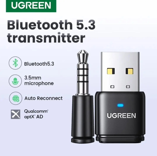Bluetooth-адаптер бездротовий Ugreen CM668 Bluetooth 5.3 aptX HD AD для PS5 PS4 Nintendo Switch (15765) - зображення 2