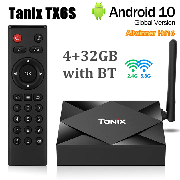 Смарт ТВ приставка Tanix TX6S H616 4K 4/32GB Android 10 - зображення 2