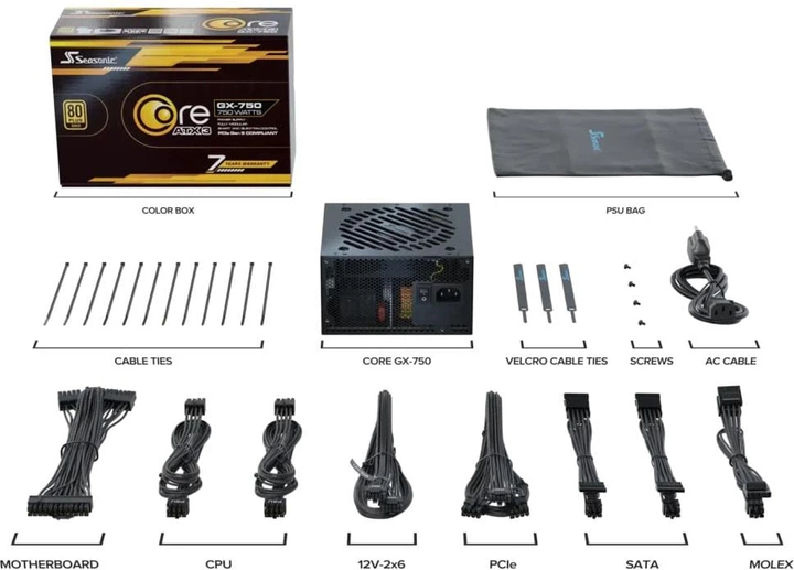 Zasilacz Seasonic Core GX 750W (SRP-CGX751-A5A32SF) - obraz 9