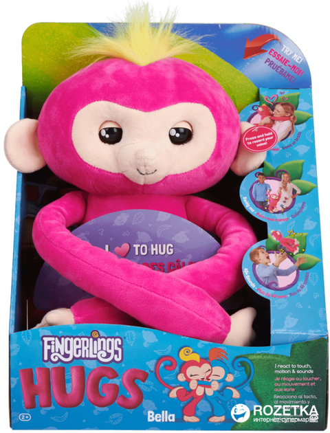 Zabawka ineraktywna WowWee małpka Bella Fingerlings Hugs 35 cm różowa (0771171135326) - obraz 1