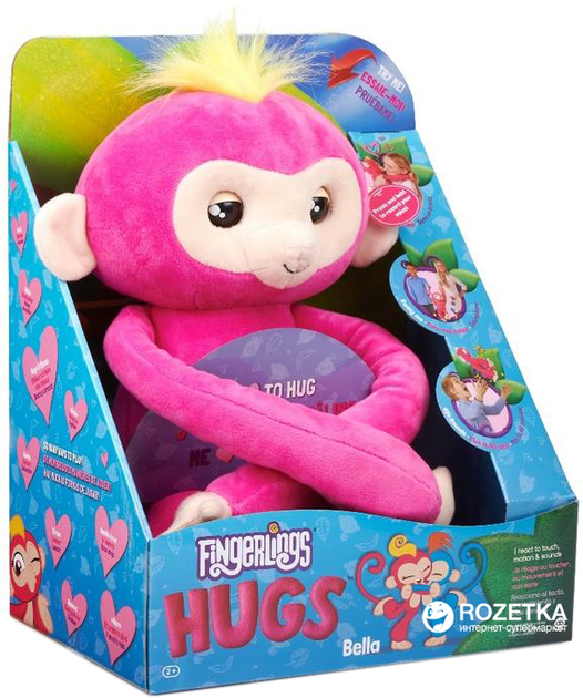 М'яка інтерактивна мавпочка-обіймашка WowWee Fingerlings Белла 35 см рожева (0771171135326) - зображення 6