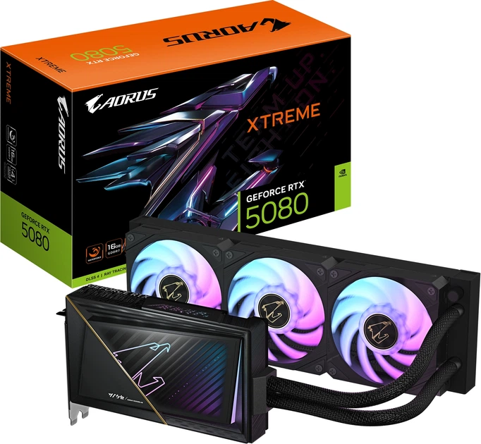 Karta graficzna Gigabyte PCI-Ex GeForce RTX 5080 Aorus Xtreme Waterforce 16GB GDDR7 (256bit) (2805/30000) (HDMI, 3 x DisplayPort) (GV-N5080AORUSX W-16GD) - obraz 8
