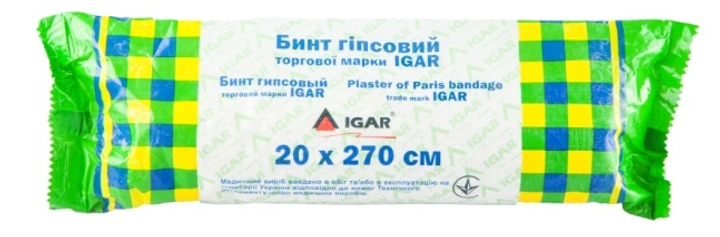 Бинт гипсовый IGAR 20 × 270 см, 1 штука - изображение 1