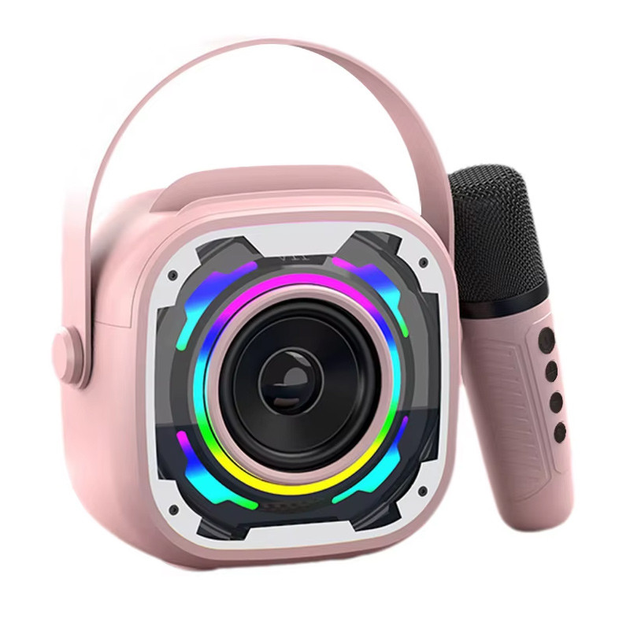 Портативная Bluetooth колонка V11 + 2 микрофона Pink - изображение 1
