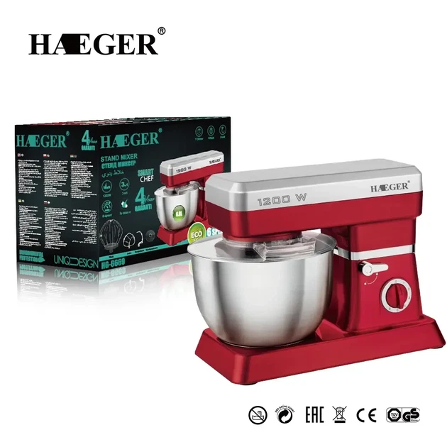 Стационарный миксер-тестомес 3 в1 Haeger HG-6669 1200 Вт 6,8 л - изображение 4