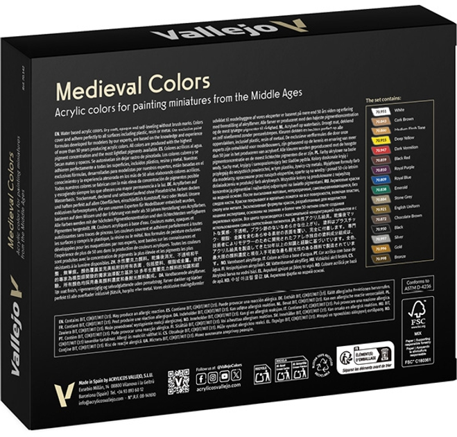 Набір фарб акрилових Vallejo Model Color 70.142 Medieval Colors 16 x 18 мл (8429551701426) - зображення 4